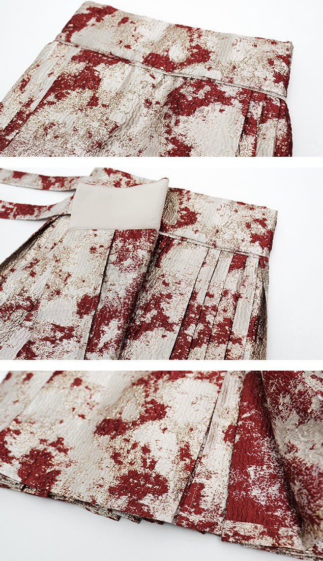 HECO Red Horse Face High Waisted Long Hanfu Skirt - offer.