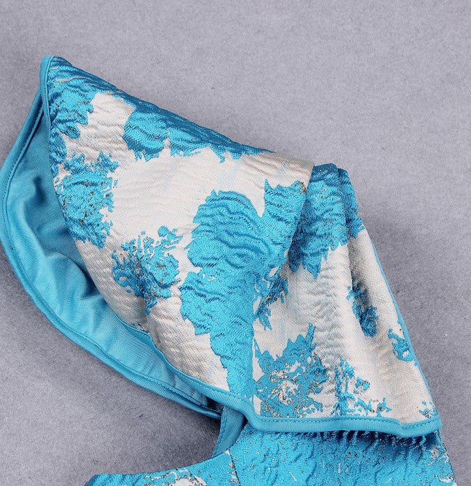 DOLLY Elegant Embroidery Slant Collar One Shoulder Irregular Hem Banquet Dress-ZELNDA