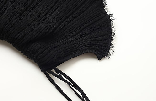 ZHUCHONGYUN black textured top and skirt outfit set with a belted waist-BRANDO.