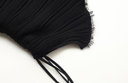 ZHUCHONGYUN black textured top and skirt outfit set with a belted waist-BRANDO.