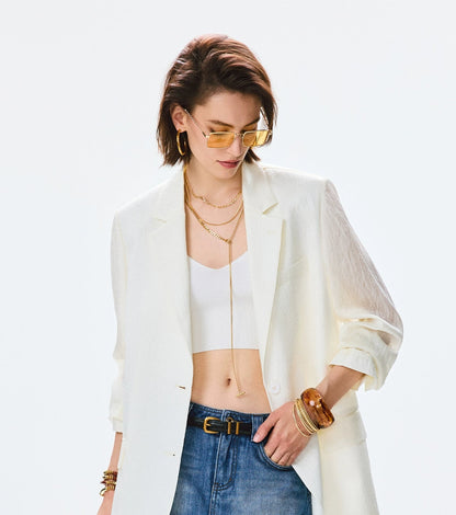 ANNASPEAK pearl gloss texture suit drawstring shorts-GRANS.