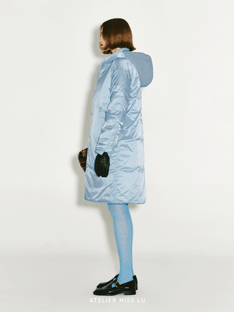 ATELIER MISS LU Glacier Blue Long Hooded Cotton Suit - GRACE