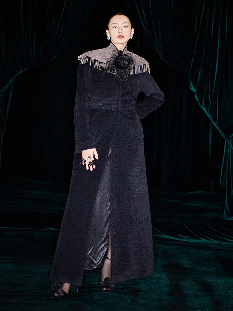 M essential Mackay designer brand water-collar tunic coat - game.