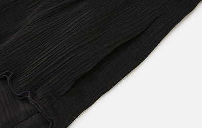 ZHUCHONGYUN black pleated three-dimensional divider tapered trousers-HYSE.