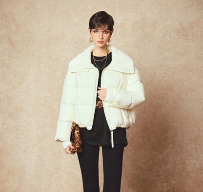 ANNASPEAK Lightweight Wool Collar Short Down Jacket-PANP.