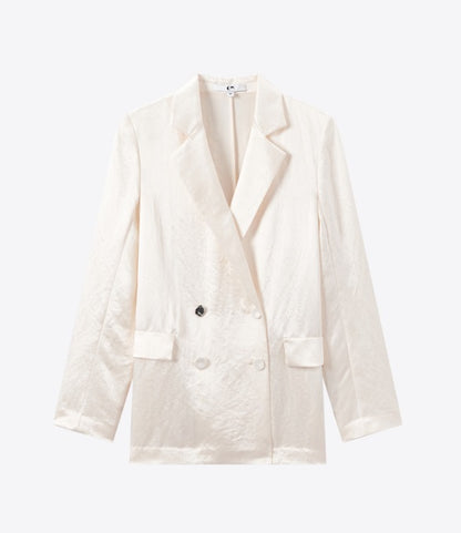 COMME MOI Lv Yan designer summer women's acetate luster commuter straight suit - WILLOW .