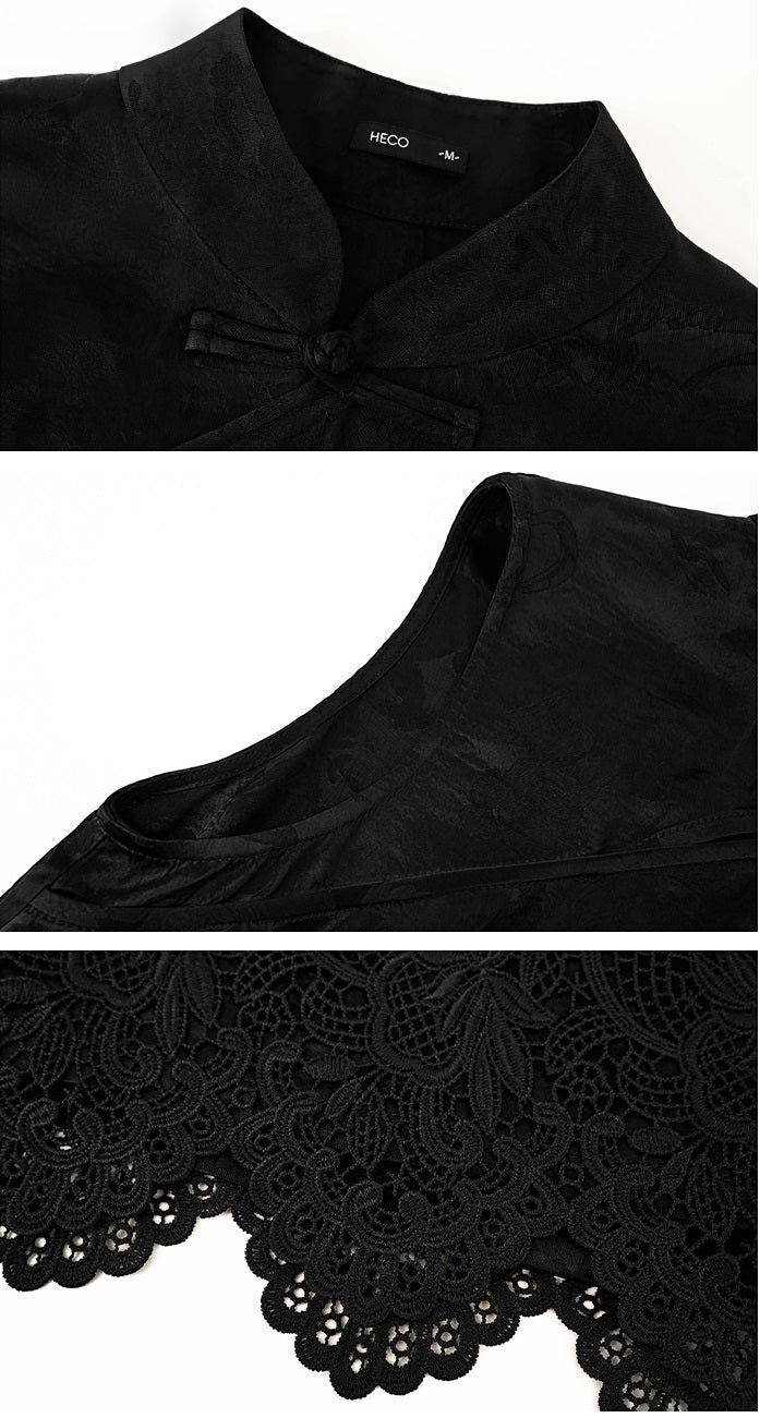 HECO Chinese diagonal placket buckle cool lion jacquard sleeveless top - CONNECT.