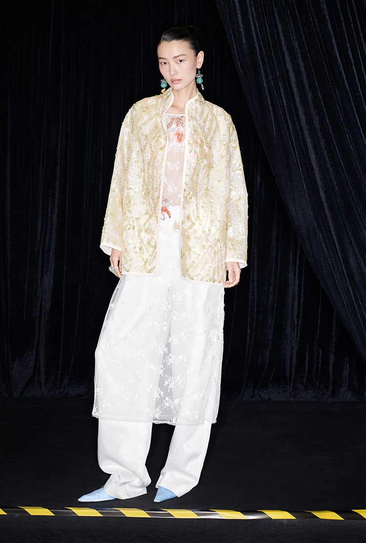 M essential Mackay designer Jinghui embroidered stand-up collar loose jacket - JACKIE.