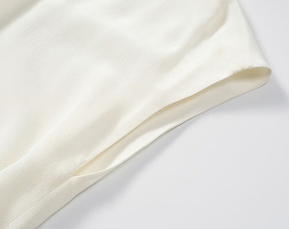 COMME MOI  women's lapel cover sleeve mulberry silk dress - DAVID.