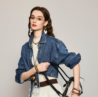 ANNASPEAK tied short cropped denim Jacket-SOTE.