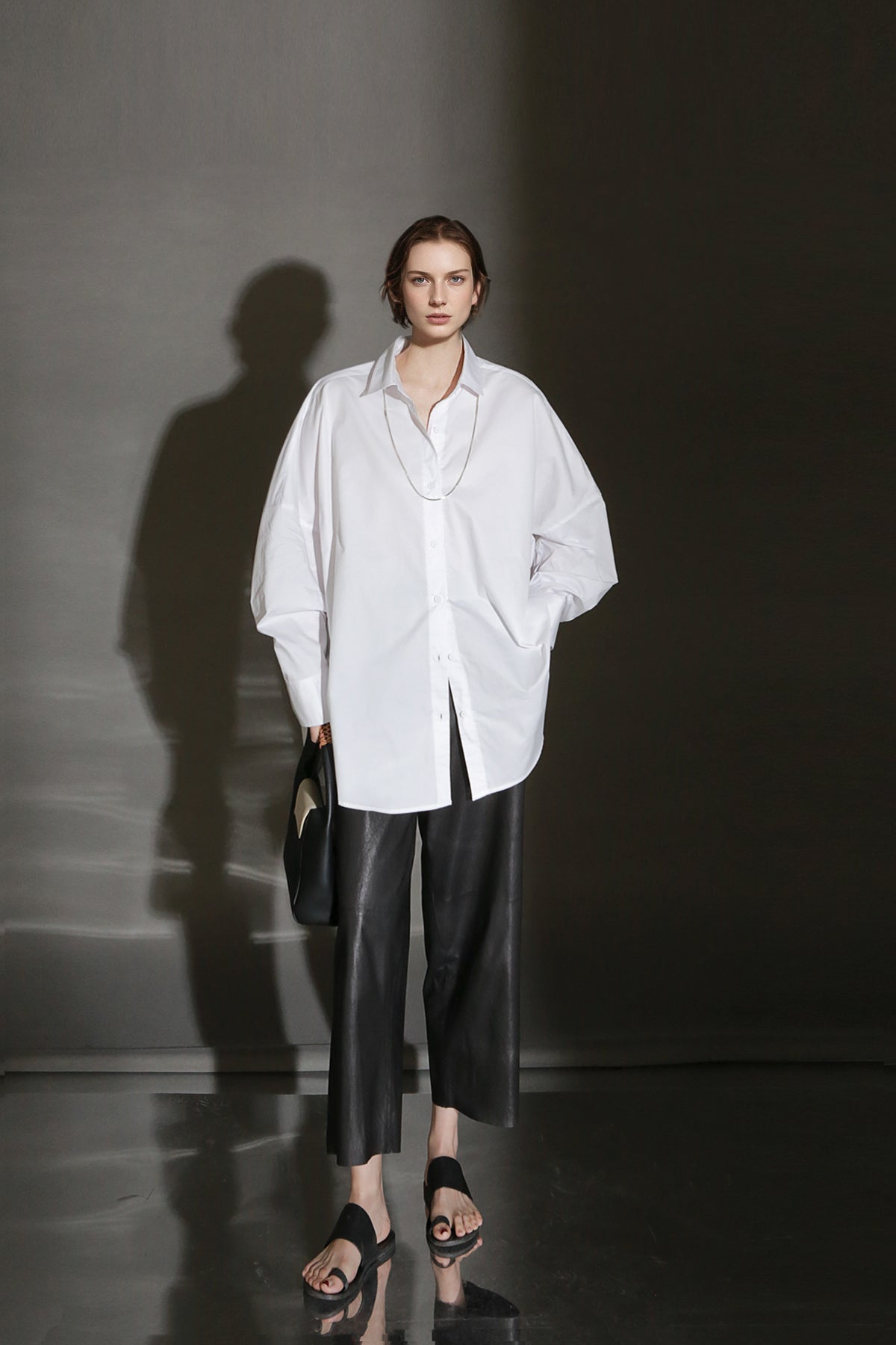 PIAOIN minimalist silhouette commuter shirt oversize versatile loose luxury -COX.