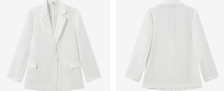 COMME MOI White Commuter Linen Notched Lapel Suit - MESSIAH.
