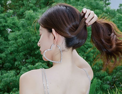 DOLLY Luxury Big Heart Full Diamond American Style Chic Earrings-LUNA