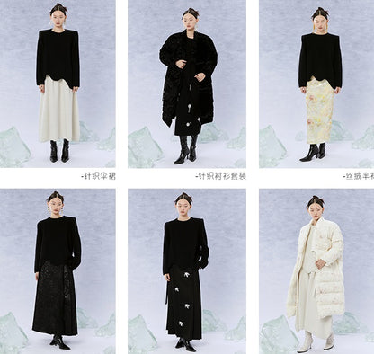 HECO Black white coffee Raccoon Fleece Wool Knitwear Sweater Women - side.