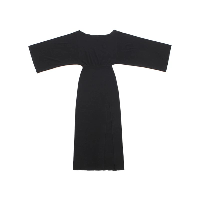 Le Palais Light Luxury Black Slim Knitted Long Skirt + Hourglass Fishbone Waist Seal-BAMBAM