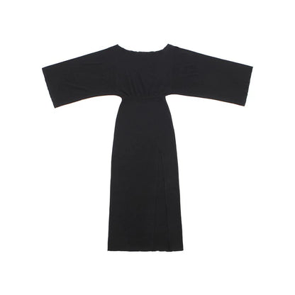 Le Palais Light Luxury Black Slim Knitted Long Skirt + Hourglass Fishbone Waist Seal-BAMBAM