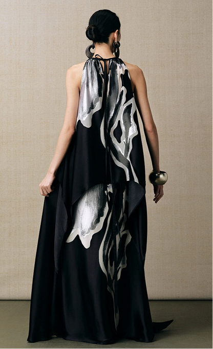 ZHUCHONGYUN flower hem halterneck sleeveless top-GOHAN.