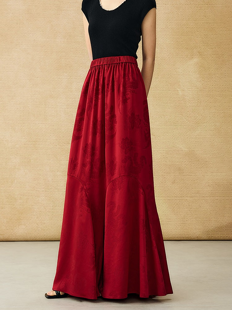 HECO Chinese Style Acetate Jacquard Elasticated High-waisted Fishtail Skirt - BETH.