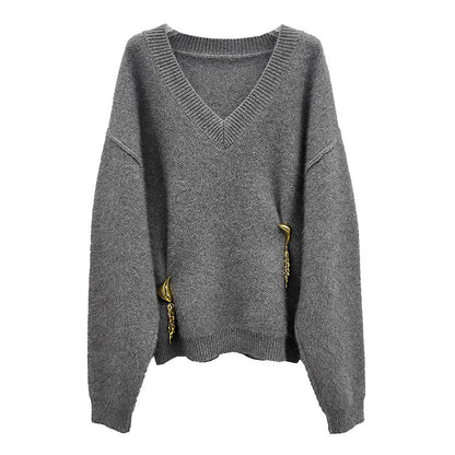 JACQUES WEI V-neck Wool Knit Sweater - MEGAN