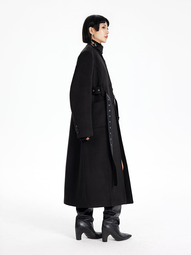 TINY IN  long black woolen coat-DADA