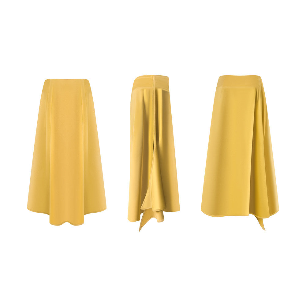 TUYUE Yellow Irregular High Slit Mermaid Skirt - ELENA.