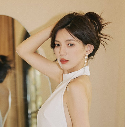 DOLLY Elegant European Style Diamond Pearl Tassel Chic Earring-CAMILA