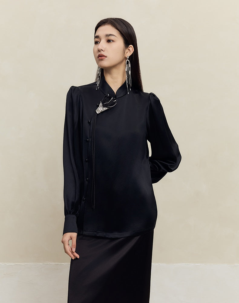 HECO Three-dimensional Handmade Stand-Up Collar Shirt Top Woman - all.