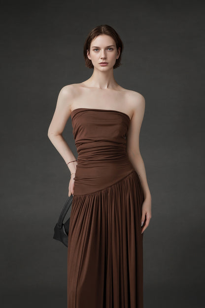 PIAOIN design pleated bandeau  women's cross-cut premium sundress -ARABELLA