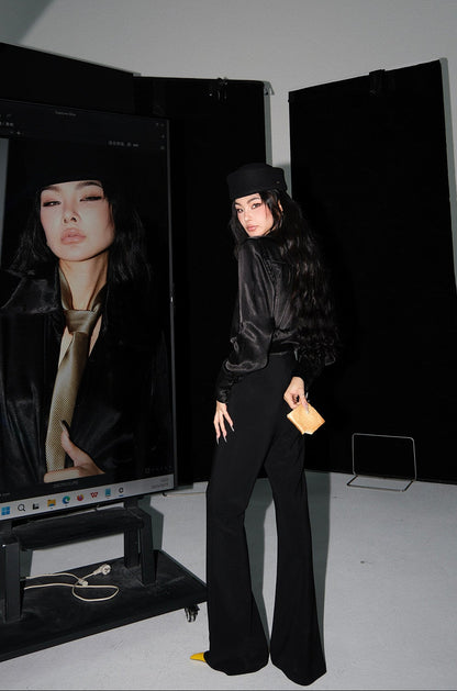 MEI SANGUAN High-Waisted Flared Trouser & Shirt Suit- ONDINE