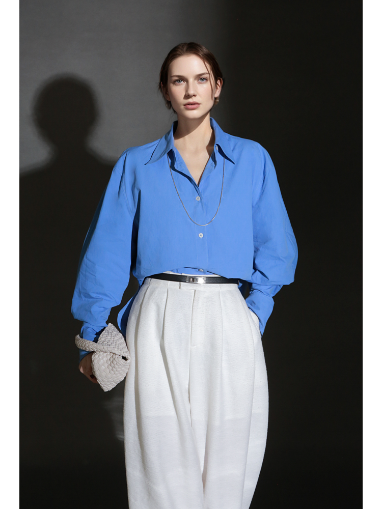 PIAOIN minimalist silhouette commuter shirt oversize versatile loose luxury -COX.