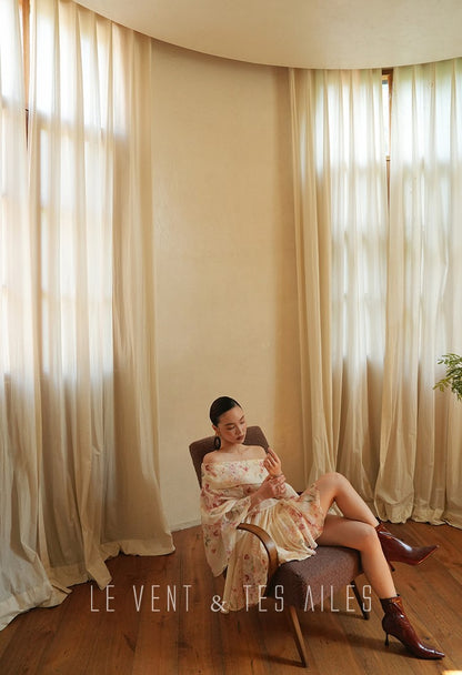 LE VENT&TES AILES Floral-print off shoulder top Skirt trousers set-RINA.