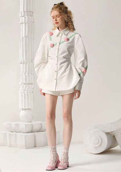 CHECOCRE Stubble French Girly Rose Mid-length Design Top - ELAINE