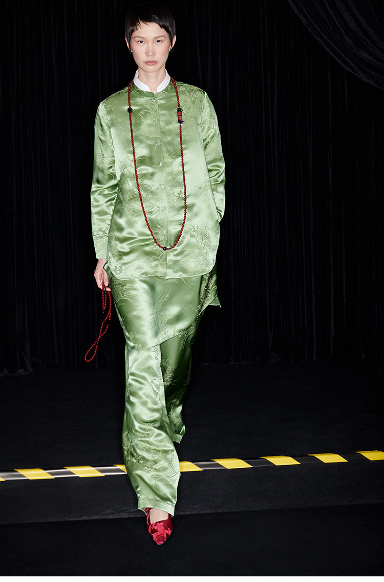 M essential Mackay luxury Jacquard stand-up collar shirt skirt pant set - eleven