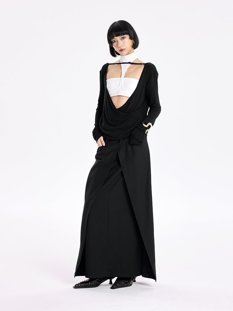 TINY IN Swing Neck Smock Irregular Knit Top - ROX