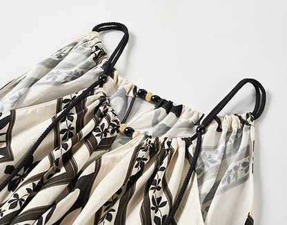 COMME MOI Lu Yan designer's black and white printed shirred dress - OAKLEY.