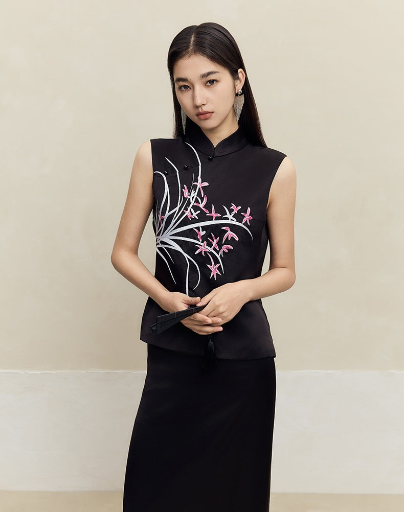 HECO sleeveless purple black white vest top women - waters.