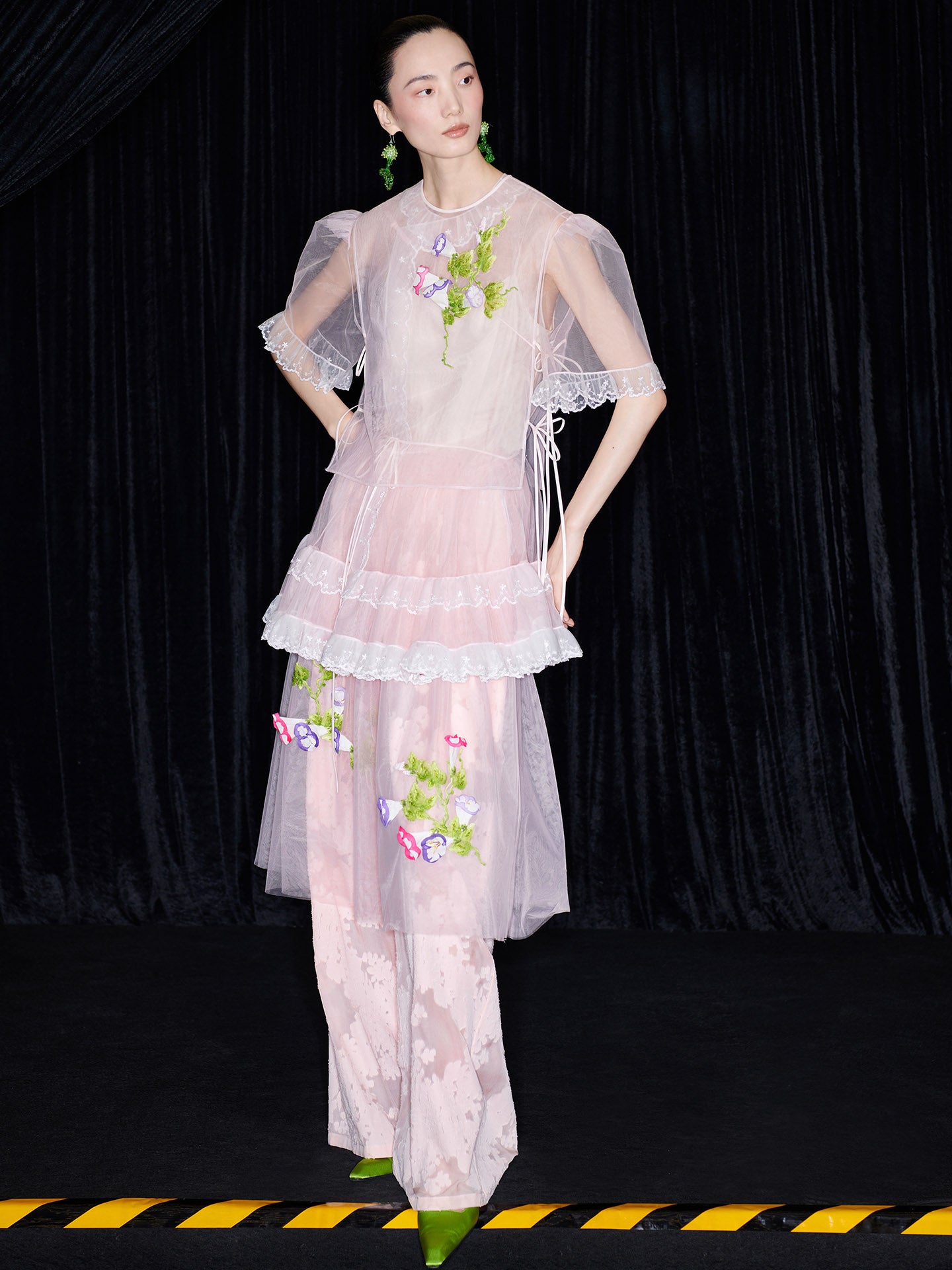 M essential Mackay designer brand mesh hand-painted morning glory vest - SAFE.