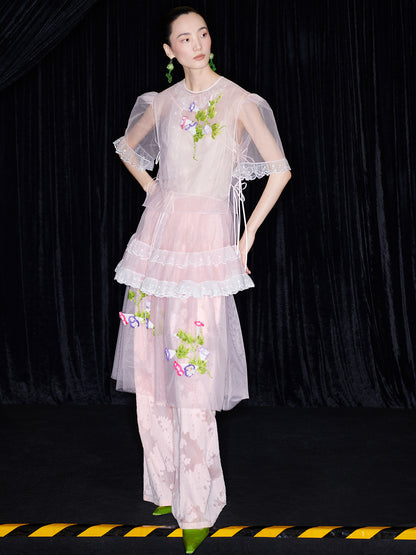 M essential Mackay designer brand mesh hand-painted morning glory vest - SAFE.