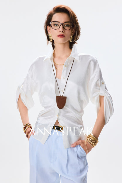 ANNASPEAK cut slightly wrinkled NAIA acetic acid slimming top mermaid skirt-NANA.