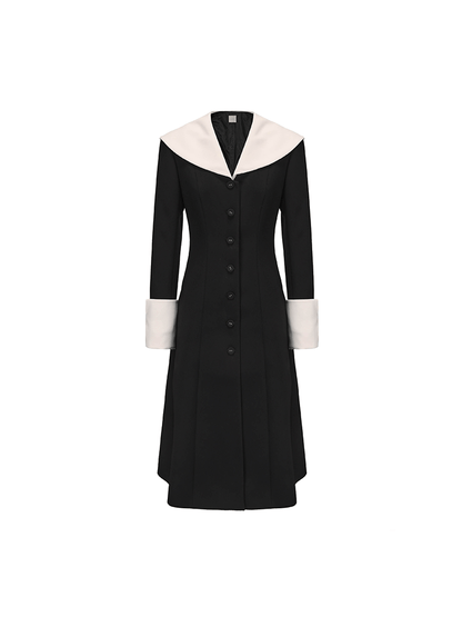 ATELIER MISS LU lapel contrast patchwork receiver waist dress - AVALON.