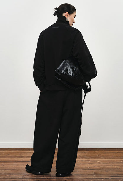 ZHUCHONGYUN Winter Black Loose Straight Cotton Trousers--EMIYA.