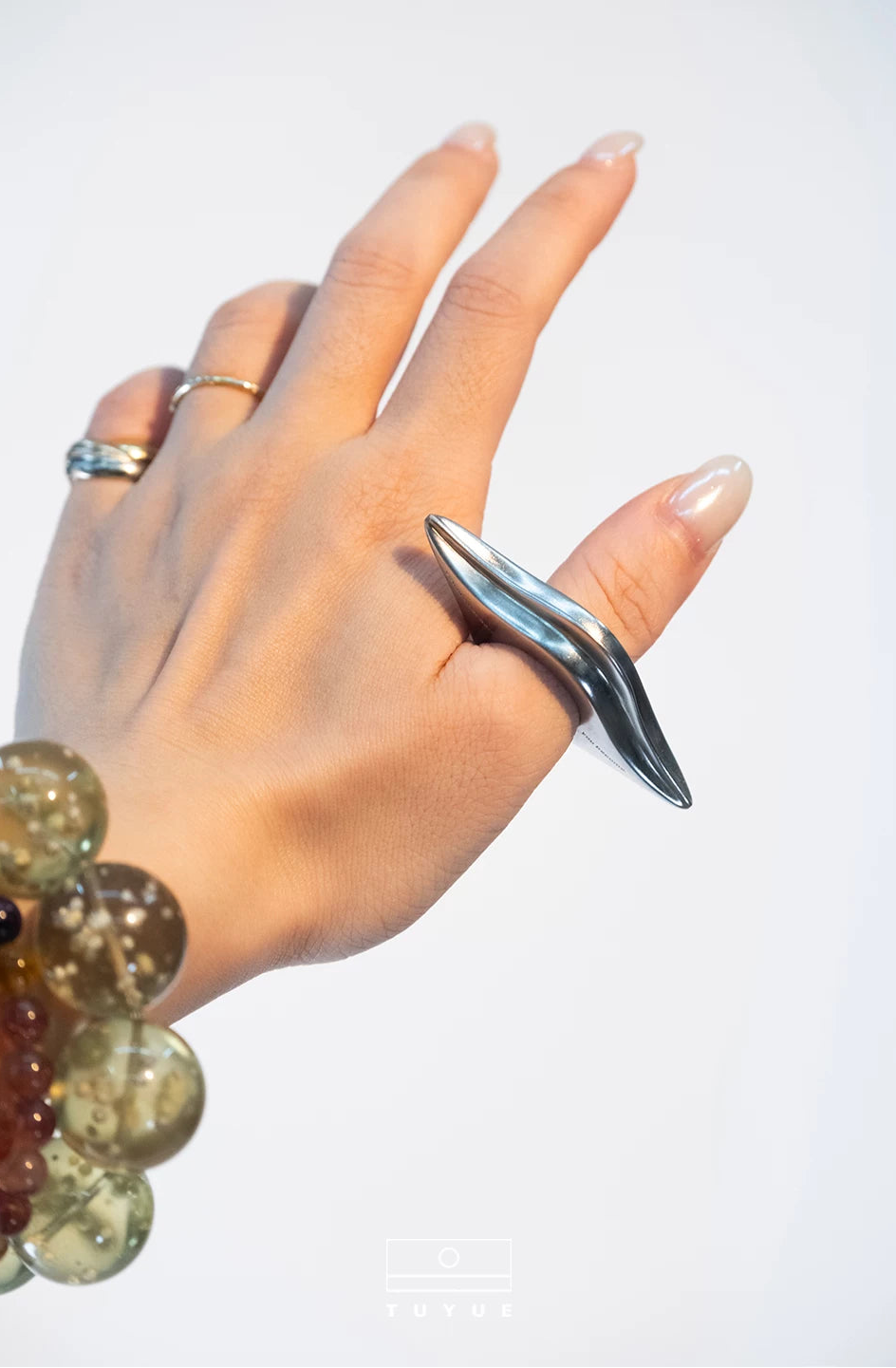 TUYUE silver plated 18K gold personalized niche design sense black hole ring- CLARA