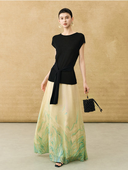 HECO Chinese Style Gradient Print Summer Temperament Charm Skirt - ZADE.