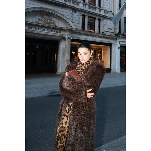 MEI SANGUAN Leopard Eco-Fur French Retro Jacket - EDWARD