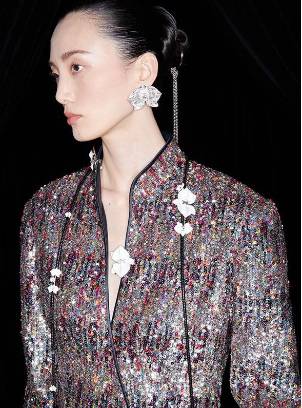 M essential Mackay designer Radiant Night Embroidered Slim Side Dress - TRIBE.