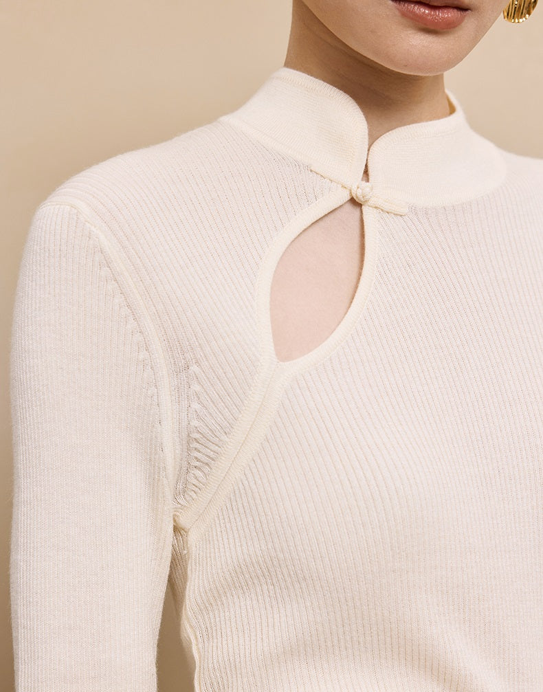 HECO Stand Collar red black white apricot Slim Bottom top Spring - treat.