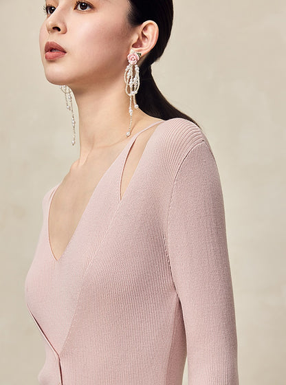 HECO Two Layered Knitted Long Sleeve Tops for Women - LIFE.