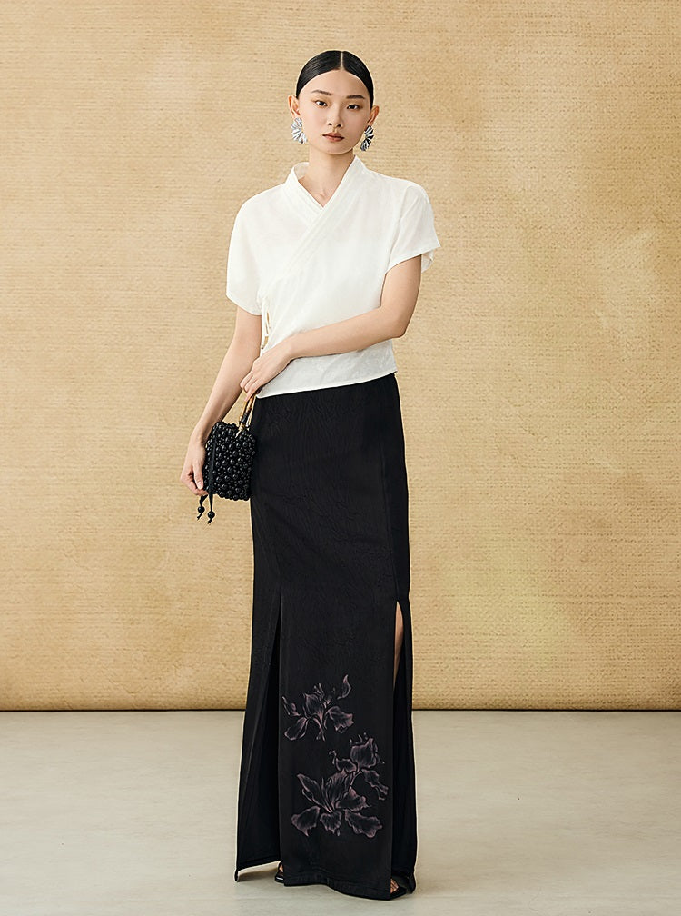 HECO summer high-waisted straight hip slit long skirt - KRISTOFF.