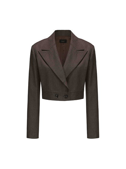 ATELIER MISS LU Button-down Hem Straight Wool Cropped Suit - JECOR.