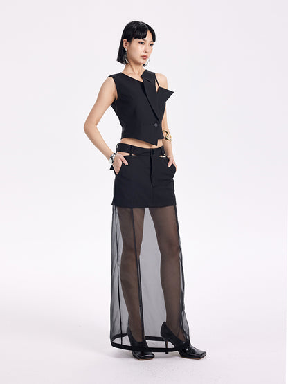 TINY IN mesh spliced two-piece long skirt -TOSHI